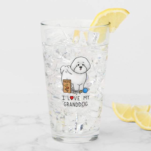 I Love My Granddog Bichon Frise Dog - grandparent Glass (Back Ice)