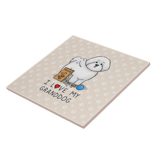 I Love My Granddog Bichon Frise Dog - Grandparents Tile