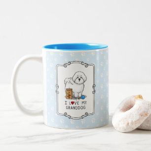 I Love My Granddog Bichon Frise Dog grandparents Two-Tone Coffee Mug