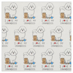 I Love My Granddog Bichon Frise Dog - Grandpuppy Fabric