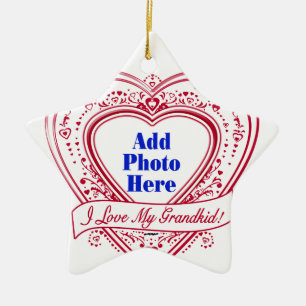 I Love My Grandkid! Photo Red Hearts Ceramic Tree Decoration