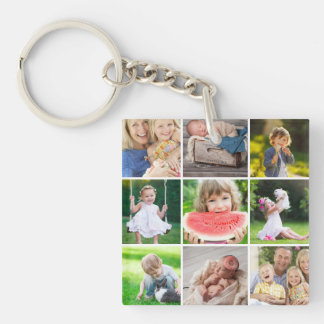 I Love My Grandkids 9 Photo Instagram Collage Key Ring