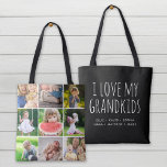 I Love My Grandkids 9 Photo Instagram Collage Tote Bag<br><div class="desc">Custom printed 2-sided tote bag personalised with your family photos and text. Add 9 square Instagram photos on one side with "I Love My Grandkids" quote and your grandchildren's names or other custom text on the reverse side. Use the design tools to choose any background colour, add more photos and...</div>