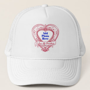 I Love My Grandkids! Photo Red Hearts Trucker Hat