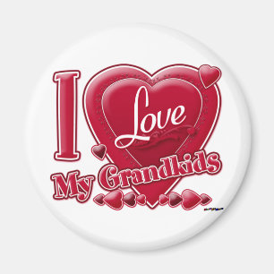 I Love My Grandkids red - heart Magnet