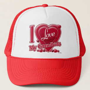 I Love My Grandkids red - heart Trucker Hat