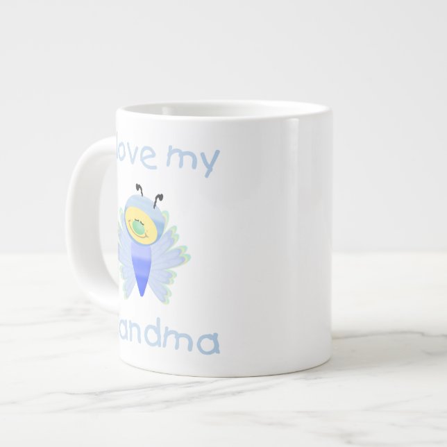 I love my grandma (boy flutterby) large coffee mug (Front Left)