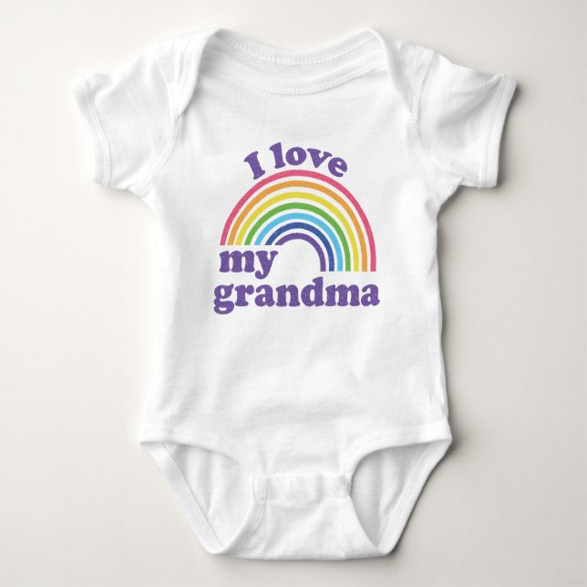 I Love My Grandma - Cute Rainbow  Baby Bodysuit (Front)