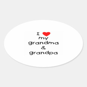I love my grandma & grandpa oval sticker