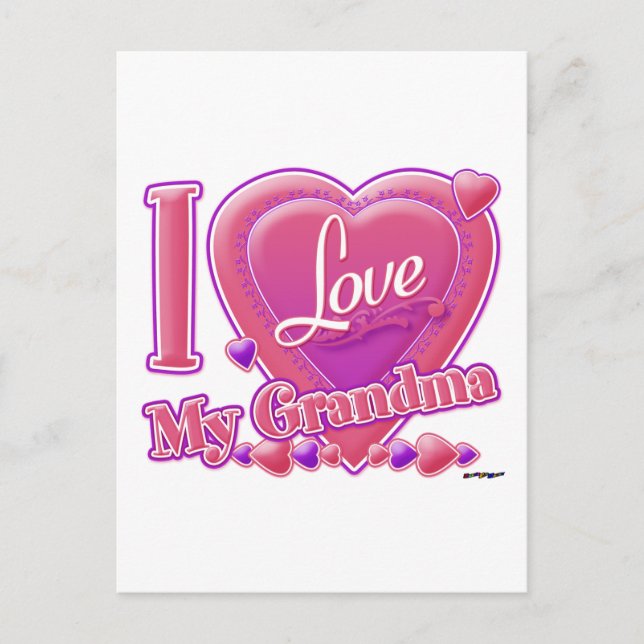 I Love My Grandma pink/purple - heart Postcard (Front)