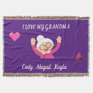 "I Love My Grandma" throw blanket with kids names.