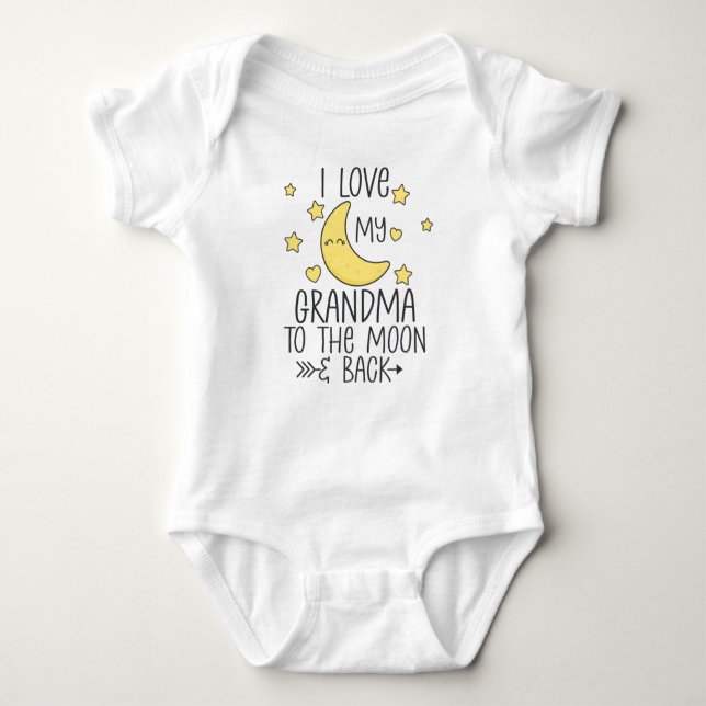 I Love My Grandma To The Moon And Back Baby Bodysuit (Front)