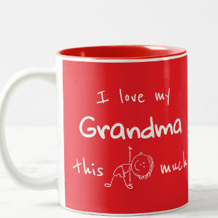 I love my grandma typography named graphic Red Two-Tone Coffee Mug