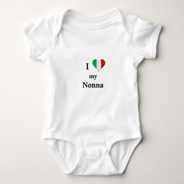 I Love My Grandmother Italian Heart Baby Outfit Bodysuit (Front)