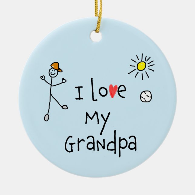 I Love My Grandpa Photo Ceramic Tree Decoration (Front)