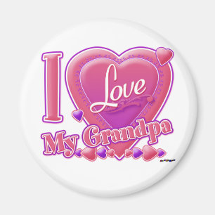I Love My Grandpa pink/purple - heart Magnet