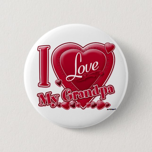 I Love My Grandpa red - heart 6 Cm Round Badge (Front)