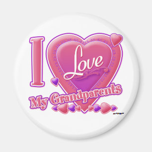 I Love My Grandparents pink/purple - heart Magnet
