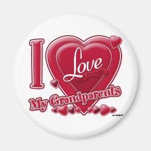 I Love My Grandparents red hearts Magnet