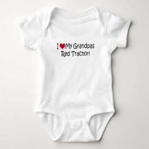I Love My Grandpas Red Tractor Baby Bodysuit