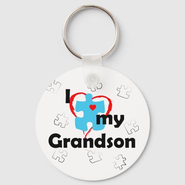I Love My Grandson - Autism Key Ring (Front)