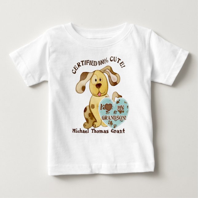 I Love my Grandson, Personalised Baby Tee Shirt (Front)