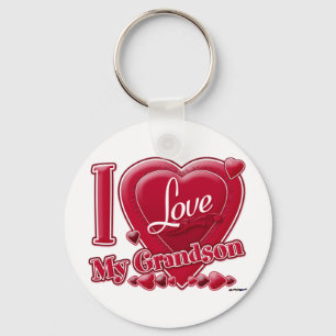 I Love My Grandson red - heart Key Ring