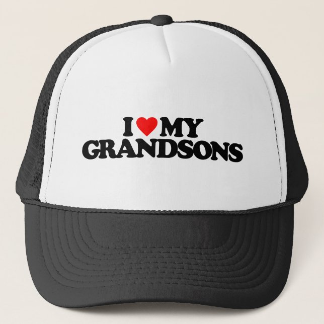 I LOVE MY GRANDSONS TRUCKER HAT (Front)