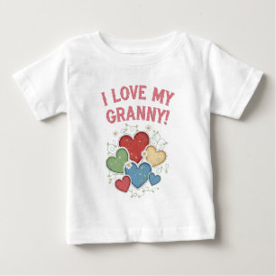 I Love My Granny Charming Country Style Hearts Baby T-Shirt