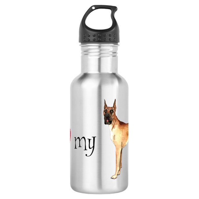 I Love my Great Dane 532 Ml Water Bottle (Front)