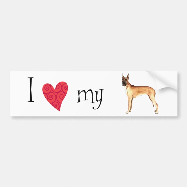 I Love my Great Dane Bumper Sticker (Front)