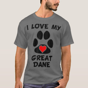 I Love My Great Dane Paw Print Heart Dog Owner T-Shirt