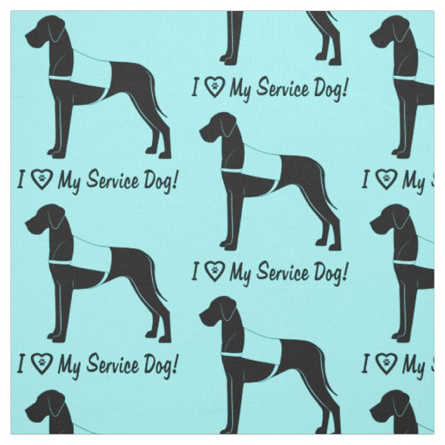I Love My Great Dane Service Dog! Fabric (Swatch)
