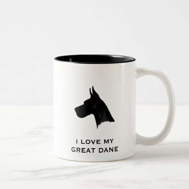 I LOVE MY GREAT DANE Two-Tone COFFEE MUG (Right)