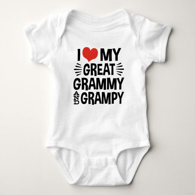 I Love My Great Grammy and Great Grampy Baby Bodysuit (Front)