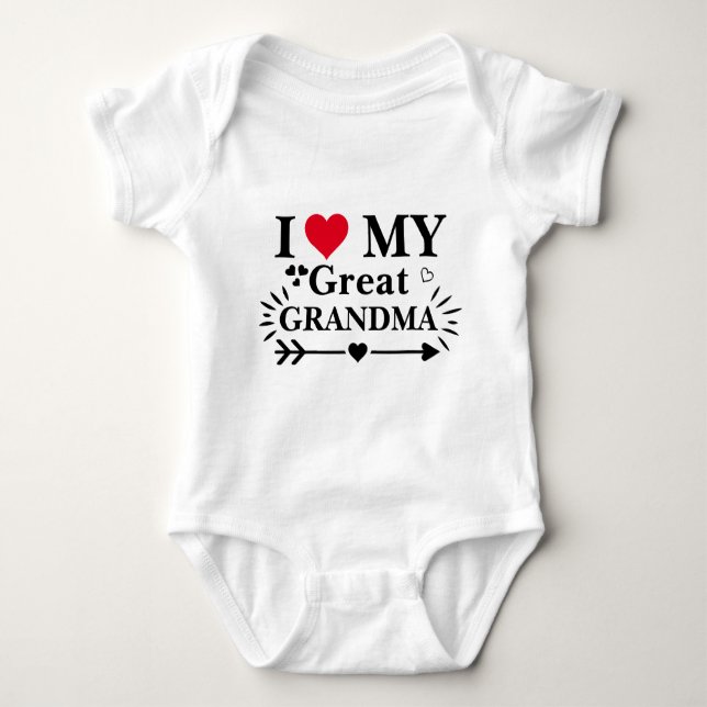 I Love My Great Grandma Cute Gift Baby Bodysuit (Front)