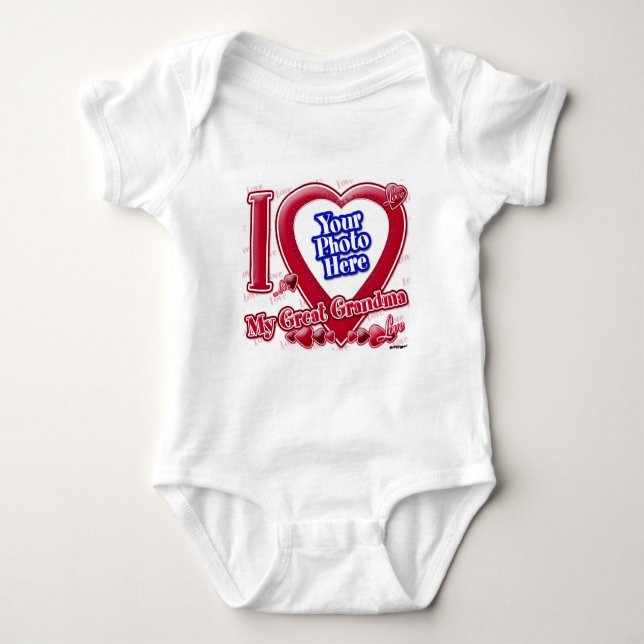 I Love My Great Grandma red heart - photo Baby Bodysuit (Front)