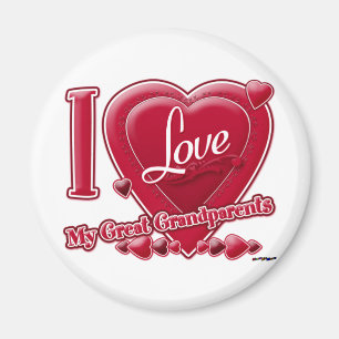 I Love My Great Grandparents red - heart Magnet