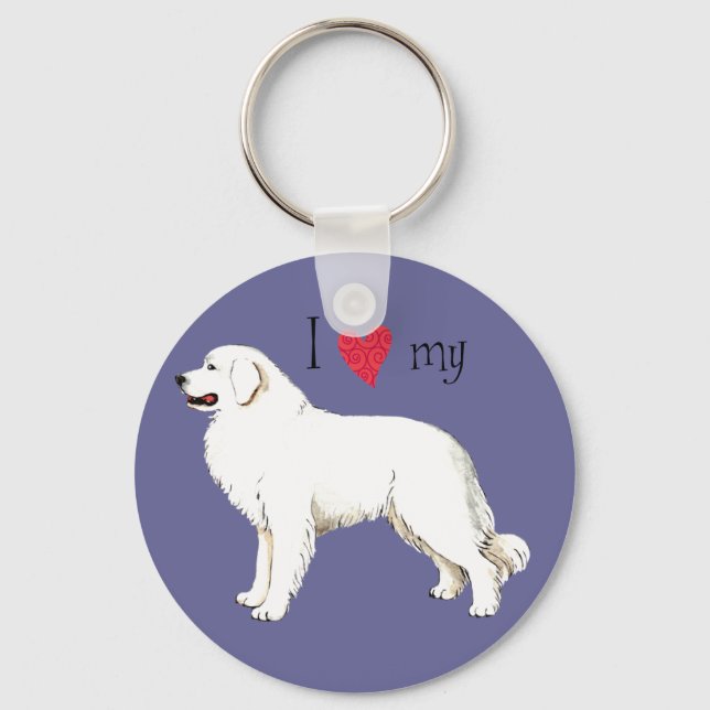 I Love my Great Pyrenees Key Ring (Front)