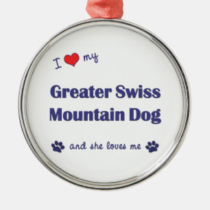 I Love My Greater Swiss Mountain Dog (Female Dog) Metal Tree Decoration