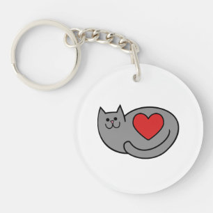 I love my grey cat key ring