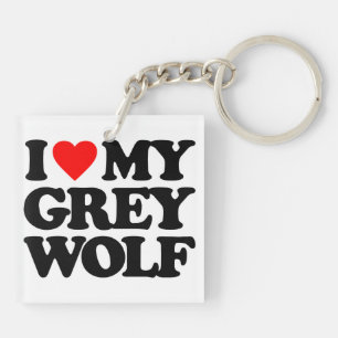 I LOVE MY GREY WOLF KEY RING