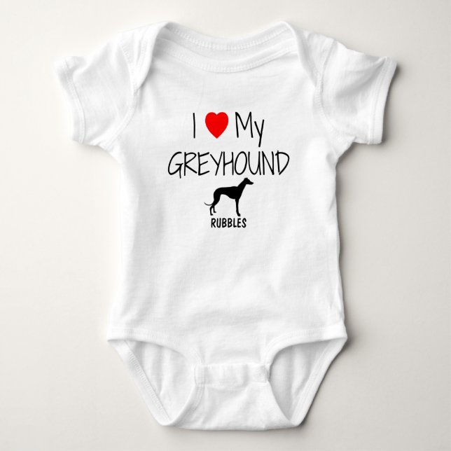 I Love My Greyhound Baby Bodysuit (Front)