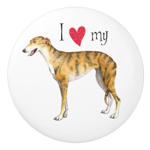 I Love my Greyhound Ceramic Knob