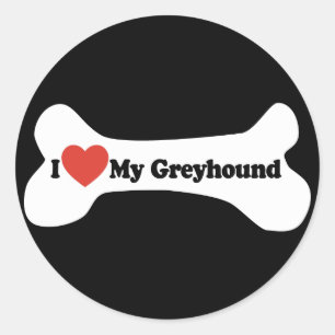 I Love My Greyhound - Dog Bone Classic Round Sticker