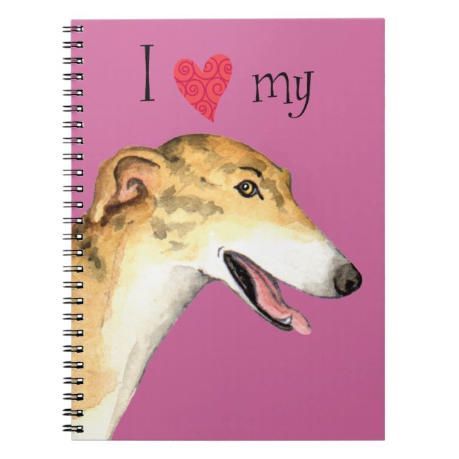 I Love my Greyhound Spiral Notebook (Front)