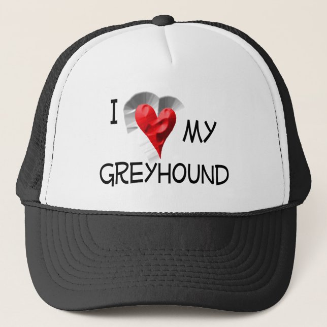 I Love My Greyhound Trucker Hat (Front)