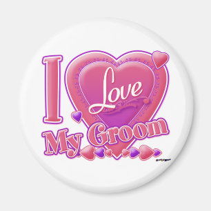 I Love My Groom pink/purple - heart Magnet