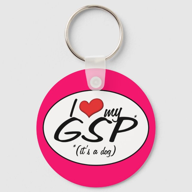 I Love My GSP (It's a Dog) Key Ring (Front)