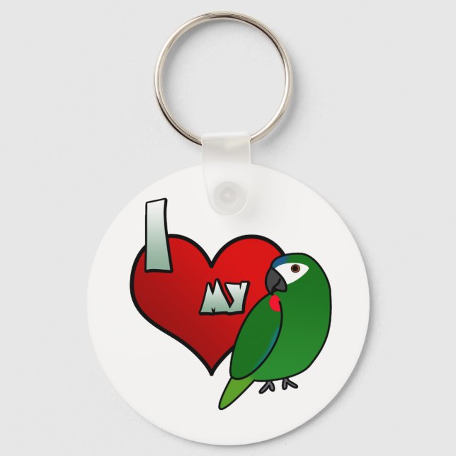 I Love my Hahn's Macaw Keychain (Front)